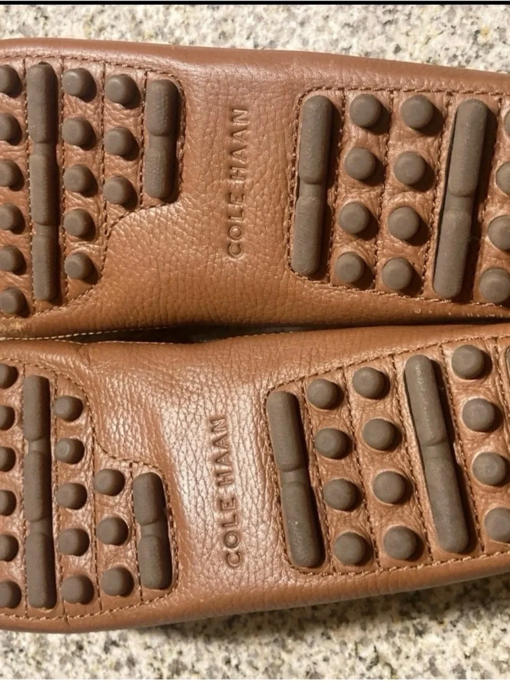 Cole Haan Men's Brown Pebbled Leather Penny Loafers